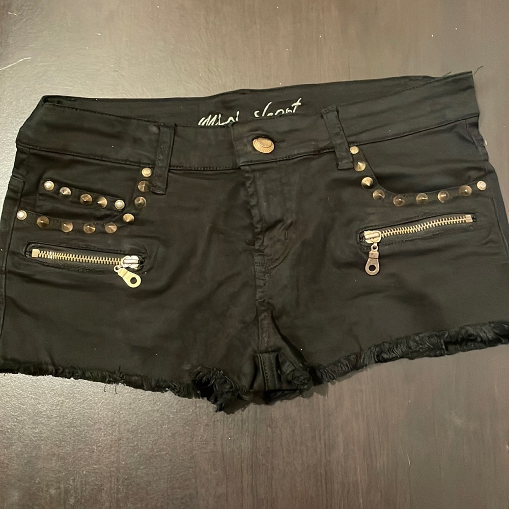 Black Mini Shorts With Gold Studs